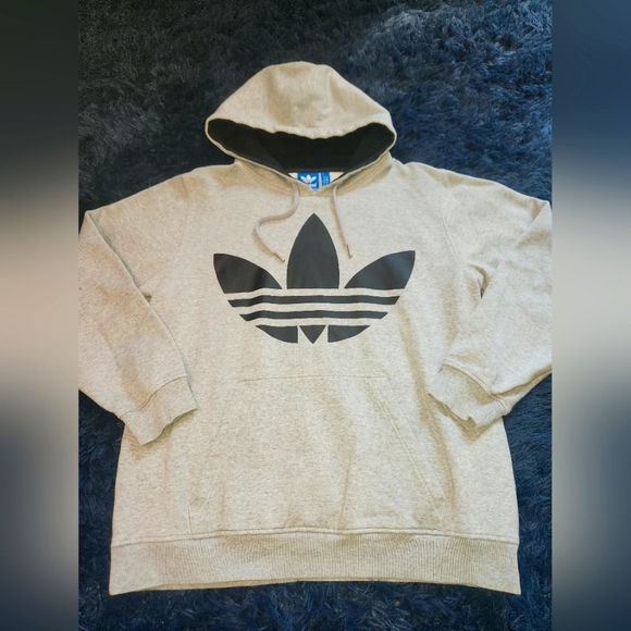 adidas Other - Mens adidas grey logo pullover hoodie loose fit size large